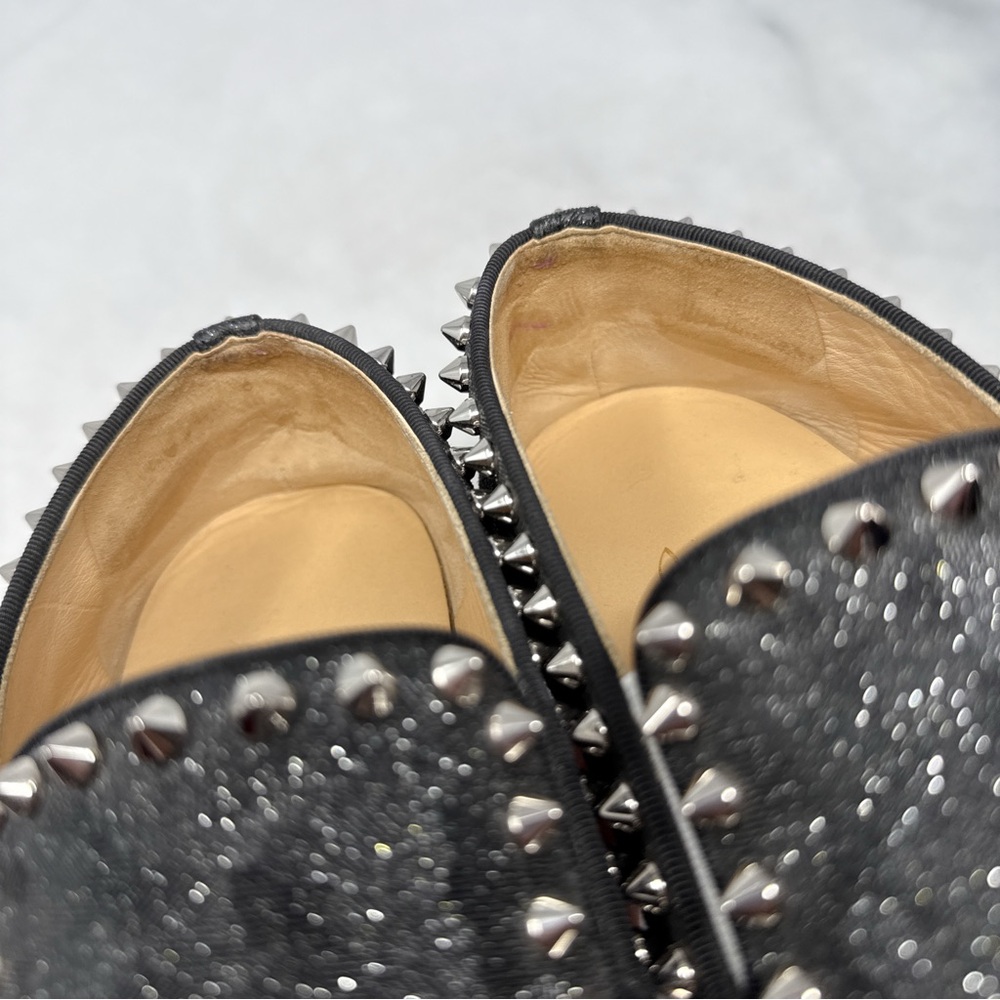 Christian Louboutin Pik Boat Studded Camo Leather Slip On Flat Sneaker Shoes 38 - Picture 9 of 14